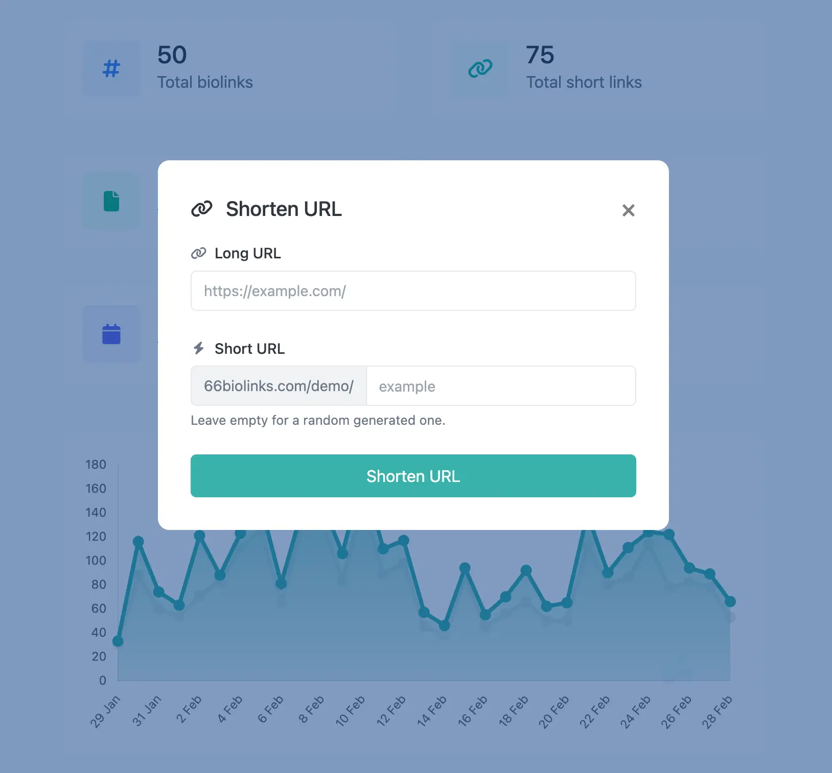 Скриншот страницы редактирования коротких URL приложения